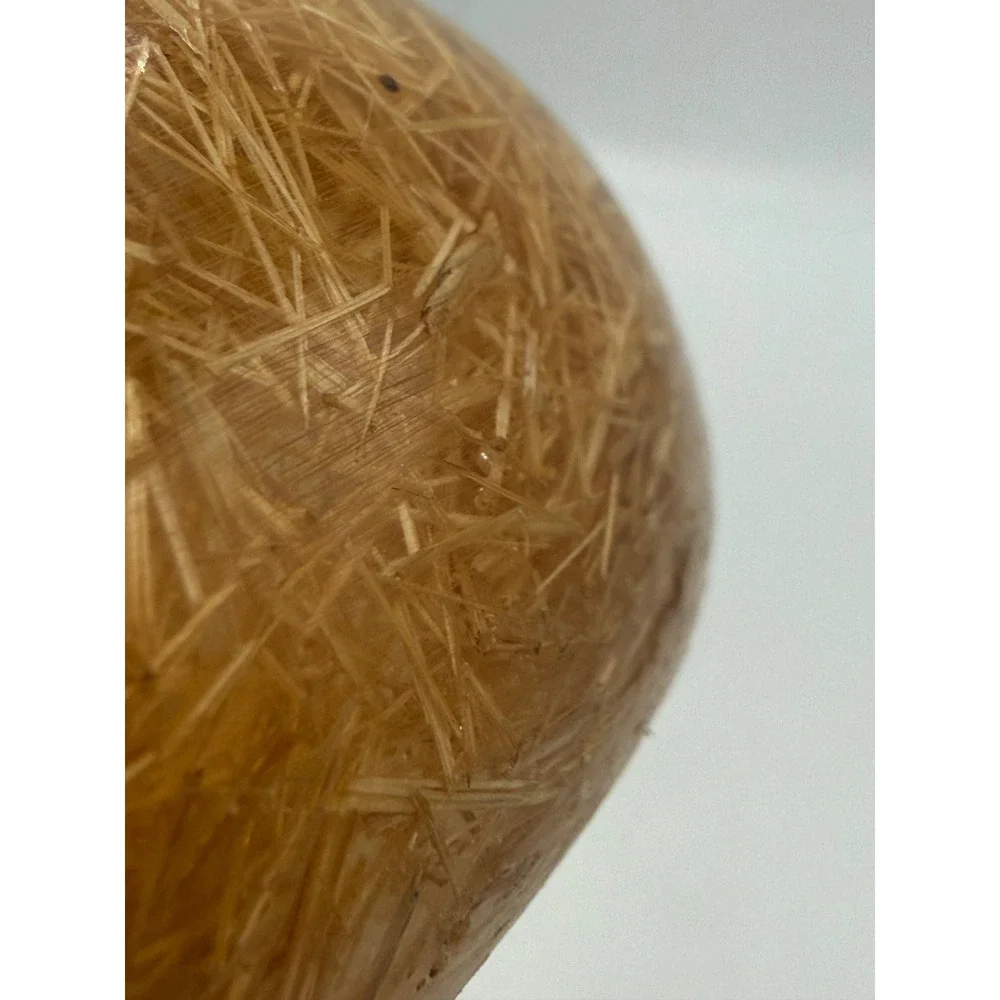 Vintage Golden Straw Fiber Resin Bangle Bracelet Chunky Amber Tone Dome Jewelry